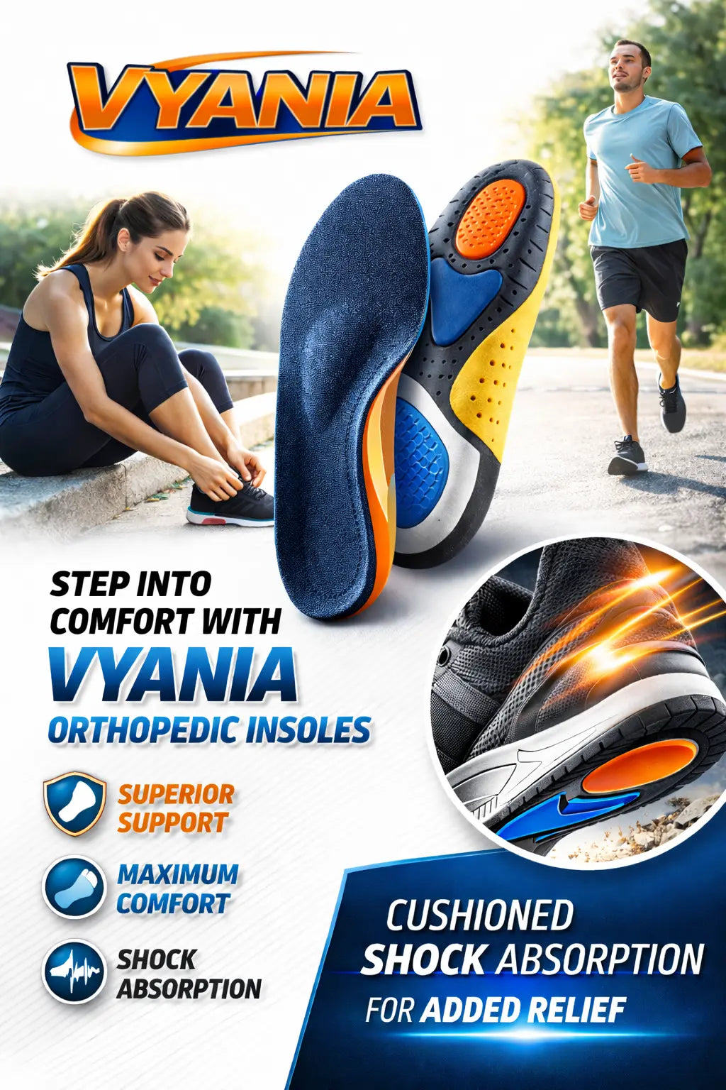 Orthopedic Shock Absorbing Shoe Insoles Vyania